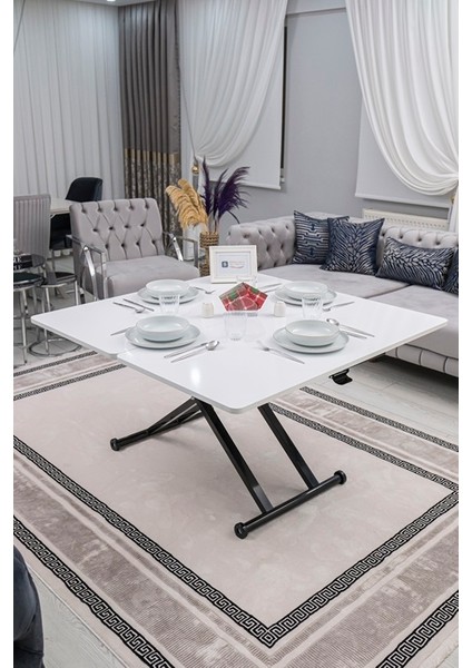Home Üst Tabla Mdf Beyaz Oval Köşe Alt Ayak Siyah