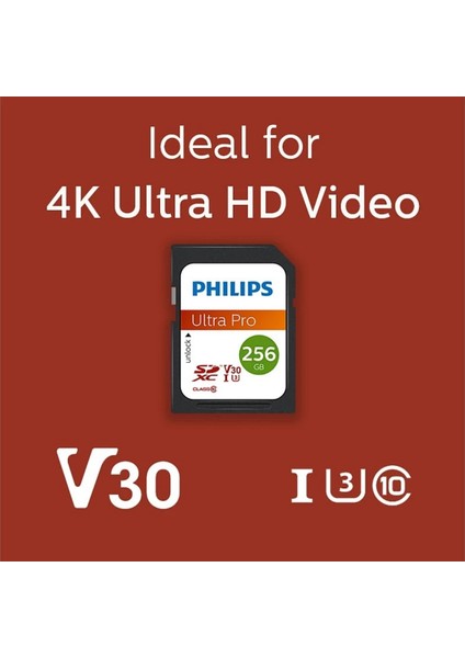 Ultra Pro 256 GB Class 10 Uhs-I U3 V30 4K Uyumlu Sdxc Hafıza Kartı