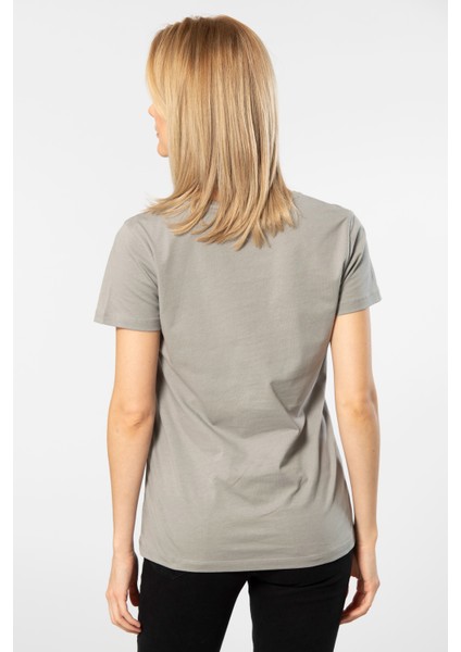 Venice Gri Kısa Kollu V Yaka Kadın T-Shirt modelleri