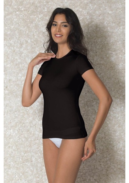 Kadın Modal Yuvarlak Yaka Kısa Kollu T Shirt 9367 modelleri