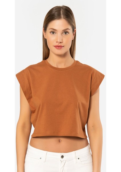 Kadın Vatka Görünümlü Crop T-Shirt 3402/TARÇIN