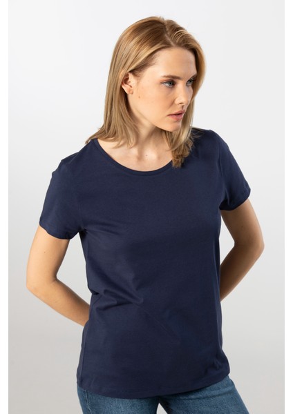 London Kısa Kollu Bisiklet Yaka Kadın T-Shirt Laci modelleri