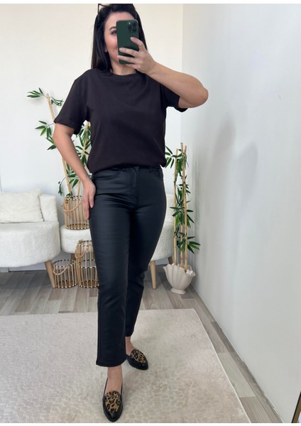 Siyah Mum Kaplama Zr Kapalı Paça Jean Pantolon