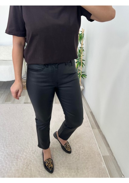 Siyah Mum Kaplama Zr Kapalı Paça Jean Pantolon
