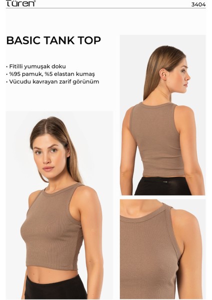 Kadın Fitilli Crop T-Shirt 3404/KAHVERENGI modelleri
