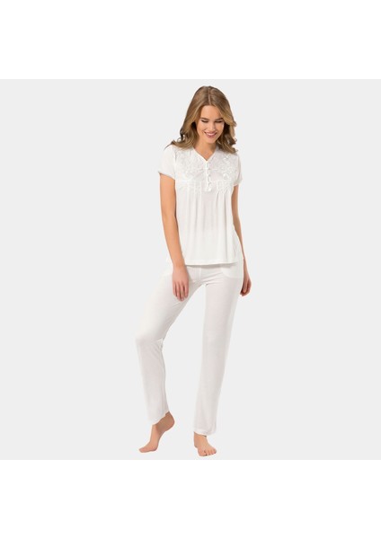 Kısa Kollu Pijama 3236/KREM