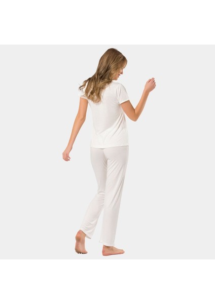 Kısa Kollu Pijama 3236/KREM