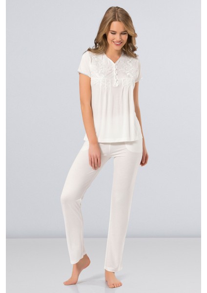 Kısa Kollu Pijama 3236/KREM