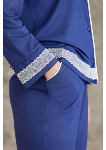Lacivert Penye Kadın Pijama Takımı 2200 modelleri