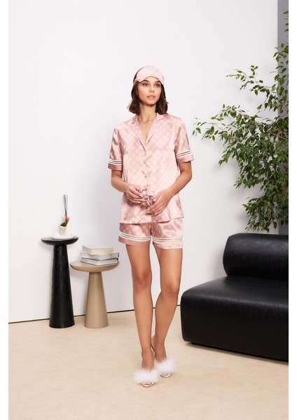 Brandy Saten Biyeli Kadın Pijama Şort Takımı 1325