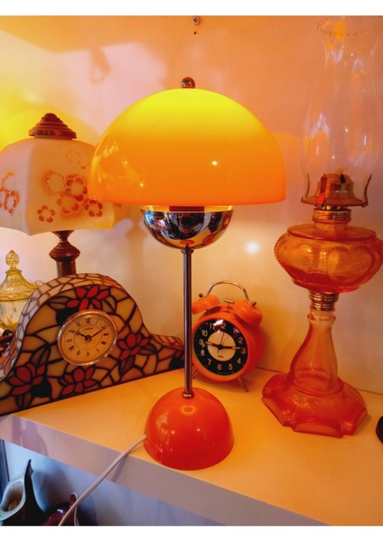 Turuncu Renk Popart Abajur Masa Lambası Özel Tasarım Aydınlatma