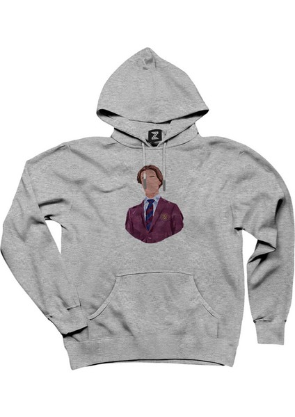 Young Royals College Student Wilhelm Gri Kapşonlu Sweatshirt Hoodie