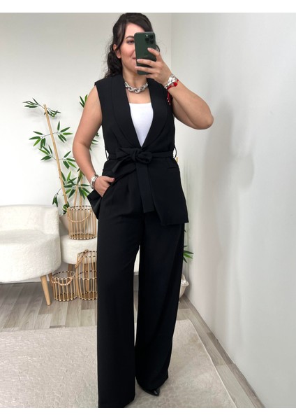 Siyah Yelek Pantolon Ikili Premium Takım