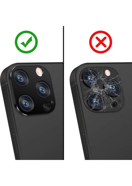 Iphone 13 Pro Uyumlu Kamera Camı Lens Koruyucu Metal Çerçeveli Kapalı Tasarım Tempered - Siyah fırsatları