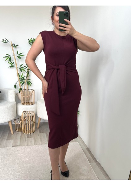 Bordo Önden Bağlamalı Elbise fiyatları