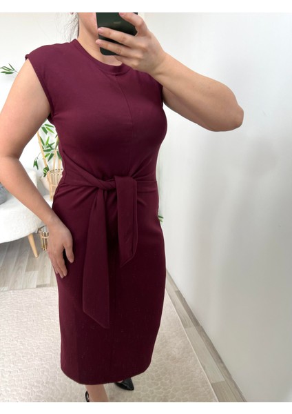 Bordo Önden Bağlamalı Elbise fırsatları