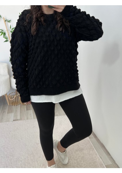 Siyah Basic Uzun Kollu Kazak modelleri