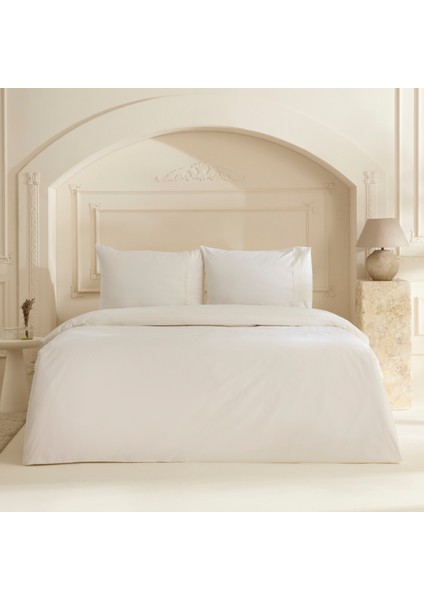 Lumier %100 Pamuk Çift Kişilik Nevresim Takımı Beyaz