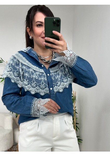 Fisto Dantel Detaylı Jean Gömlek fiyatları