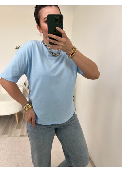 Dilvin Mavi Basic Tişört