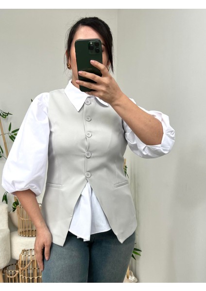 Beyaz Balon Kol Poplin Gömlek fırsatları