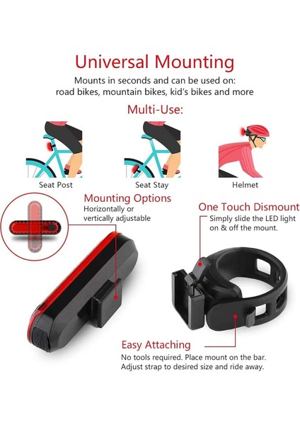 Bisiklet 4 Modlu Su Geçirmez USB Şarj LED Scooter Çanta Arka Işık Lambası Işık Aydınlatma Ikaz indirimleri