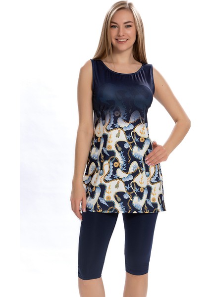 Sıfır Kol Yarı Kapalı Mayo 161-02 Lacivert