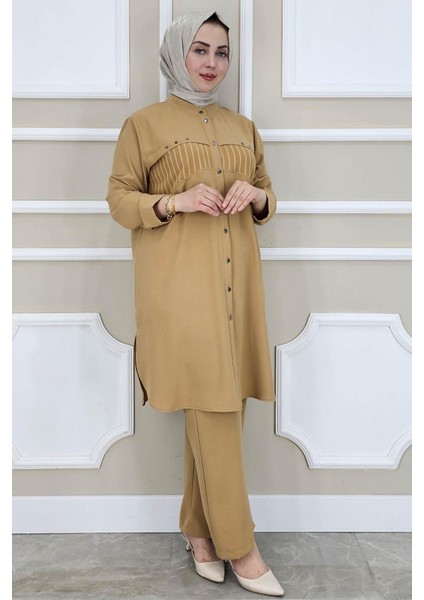 Kadın Kombinli Taş Detaylı Tesettür Takım