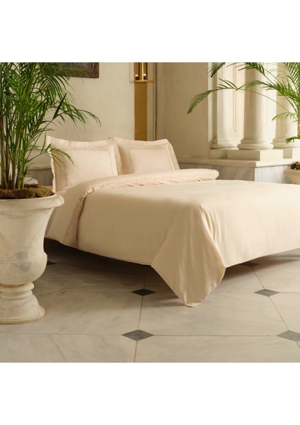 Cortez Nakışlı %100 Pamuk Çift Kişilik Nevresim Takımı Bej fiyatları