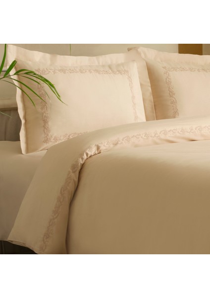 Cortez Nakışlı %100 Pamuk Çift Kişilik Nevresim Takımı Bej modelleri