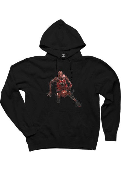 Micheal Jordn 23 Silhouette Siyah Kapşonlu Sweatshirt Hoodie