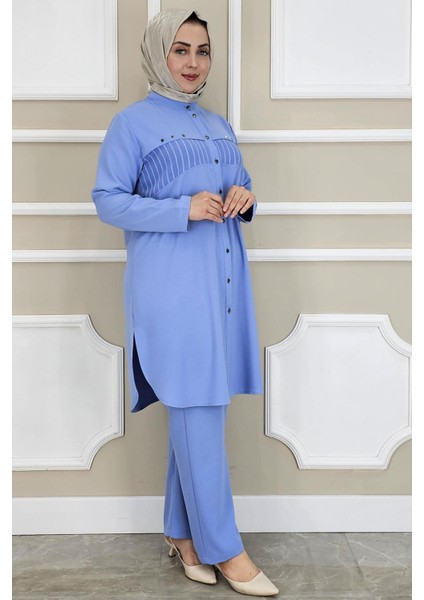 Kadın Kombinli Taş Detaylı Tesettür Takım