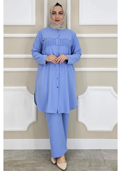 Kadın Kombinli Taş Detaylı Tesettür Takım modelleri