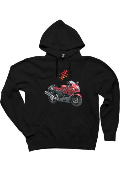 Suzuki Hayabusa Gsx-R 1300 Siyah Kapşonlu Sweatshirt Hoodie
