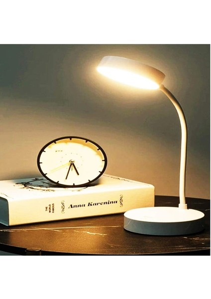 Store Dekoratif Dokunmatik D1931 Şarjlı 38 cm LED Masa Lambası Eve Ofis Çalışma Masası Fonksi