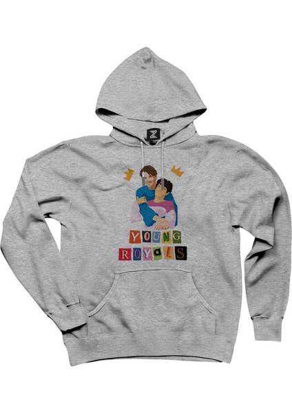 Young Royals Couple Gri Kapşonlu Sweatshirt Hoodie