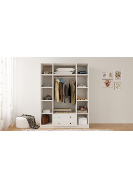 Seray Country 4 Kapak 2 Çekmeceli Gardırop