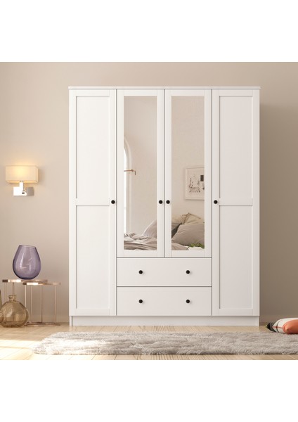 Side 4 Kapak 2 Çekmece Aynalı Gardırop