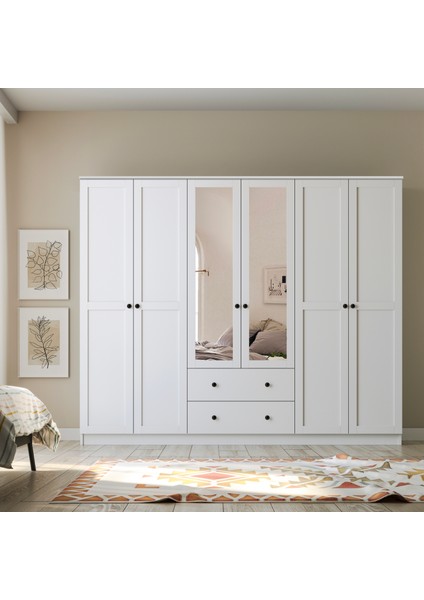 Side 6 Kapak 2 Çekmece Aynalı Gardırop