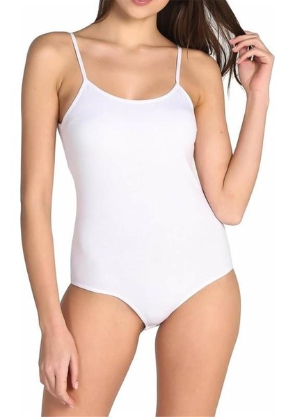 Tutku 148 Beyaz Ip Askılı Çıtçıtlı Body