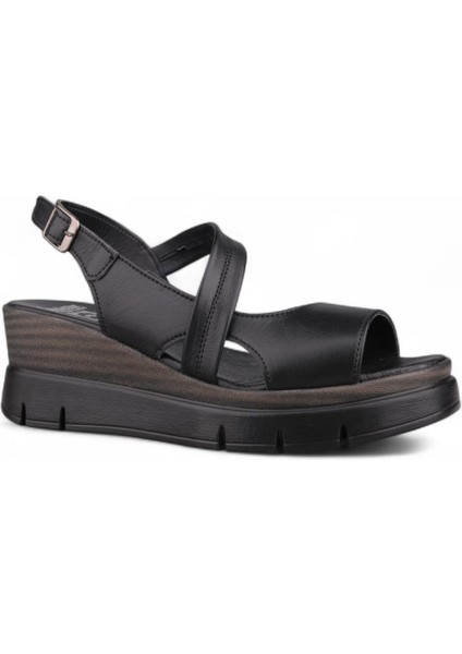 Kadın Günlük Sandalet - Siyah, Deri