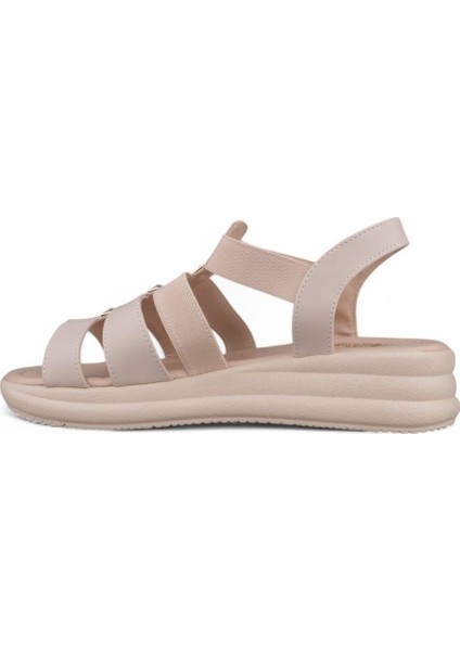 Kadın Günlük Sandalet - Bej, Deri modelleri