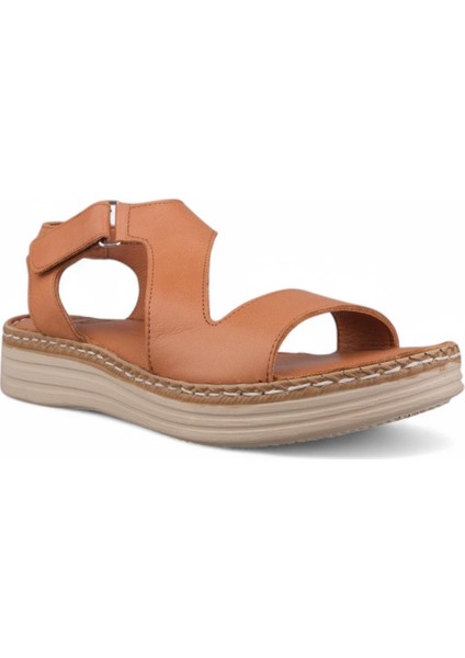 Kadın Günlük Sandalet - Taba, Deri