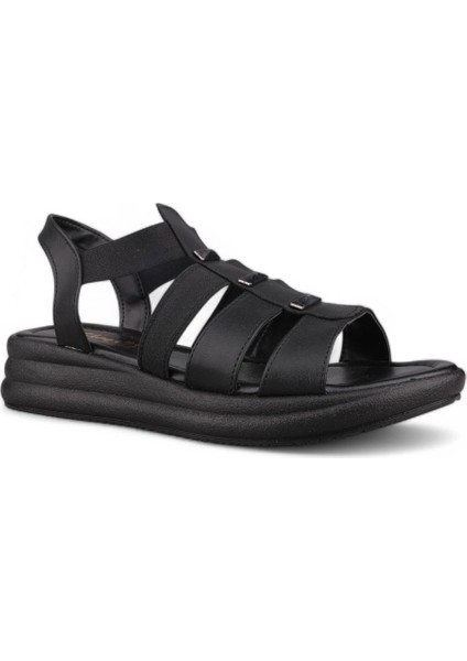 Kadın Sıyah Günlük Sandalet - Siyah, Deri