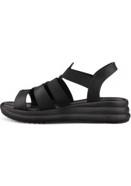 Kadın Sıyah Günlük Sandalet - Siyah, Deri modelleri