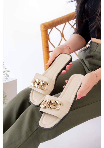 Zincirli Kadın Terlik Dış Mekan Sokak Plaj Ve Terliği