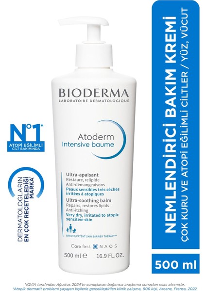 Atoderm Intensive Balm Çok Kuru Atopi Eğilimli Cilt Nemlendirici Onarıcı Krem Yetişkin, Çocuk 500 ml