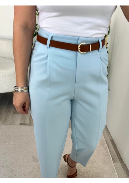 Dilvin Bebe Mavi Kemerli Kumaş Pantolon