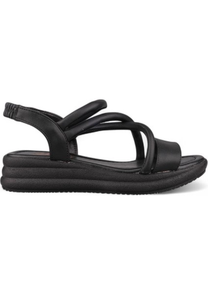 Kadın Sıyah Günlük Sandalet - Siyah, Tekstil fırsatları