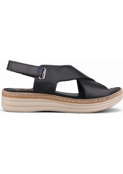 Kadın Sıyah Günlük Sandalet - Siyah, Deri fırsatları